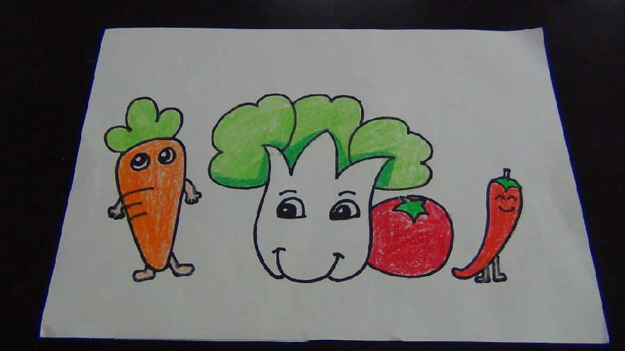 学生绘画作品《绿色蔬菜》